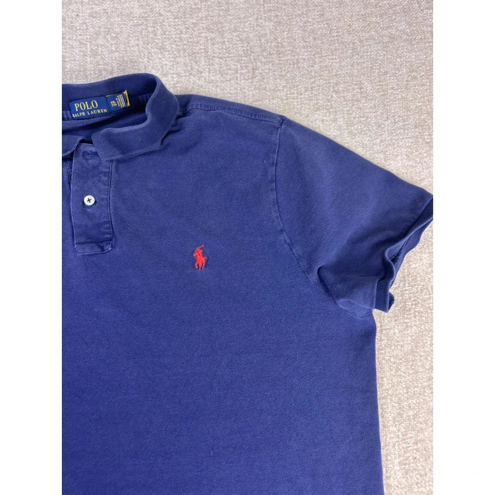 Polo Ralph Lauren Mens XXL Navy Blue Short Sleeve Pique Polo Shirt Red Pony Logo